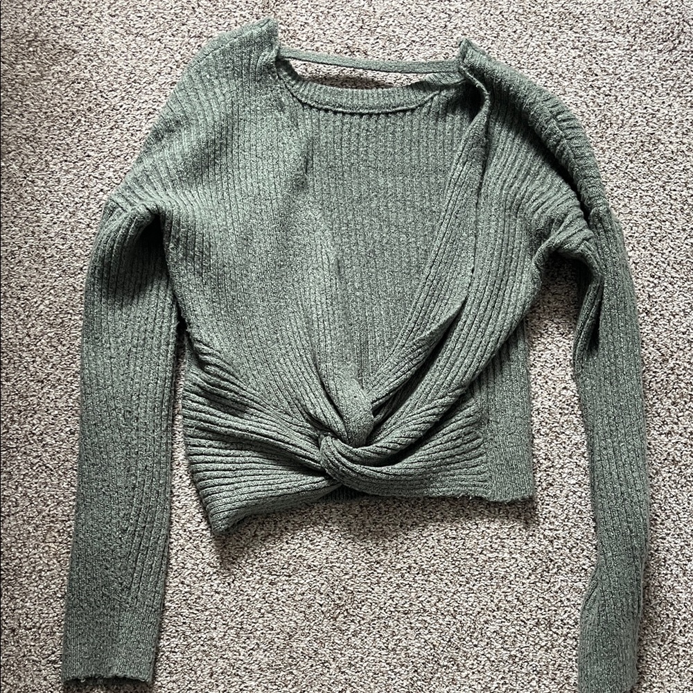 Women's Knotted Green Sweater